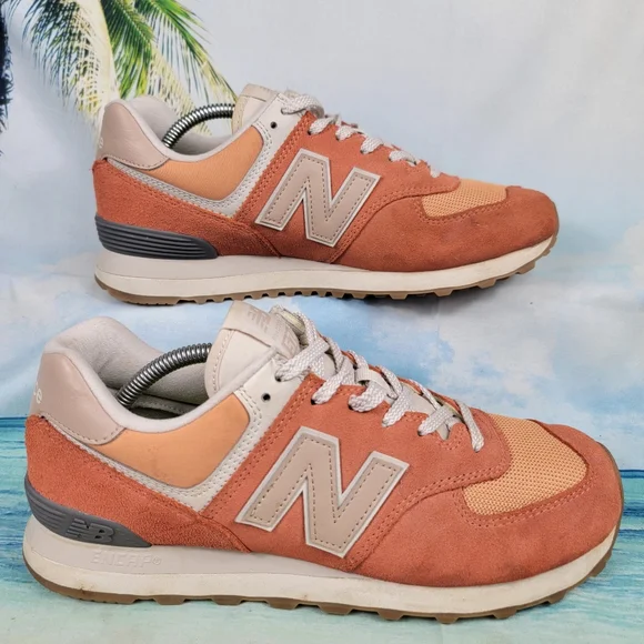 New Balance Women's Sneakers in Coral, Peach, and Beige - Picture 2 of 9